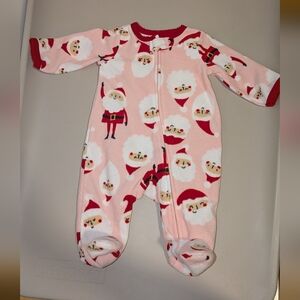Carter's Festive Santa Pink Christmas Footie Pajama/ Pyjama